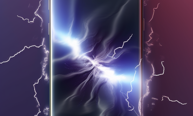 Samsung Galaxy phone with symbolic lightning bolt for flaws