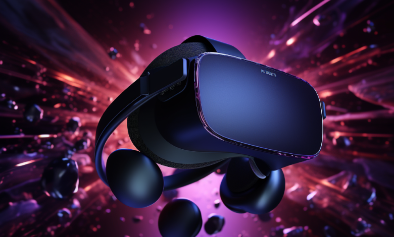Oculus Quest 3 with elements of virtual world spilling out